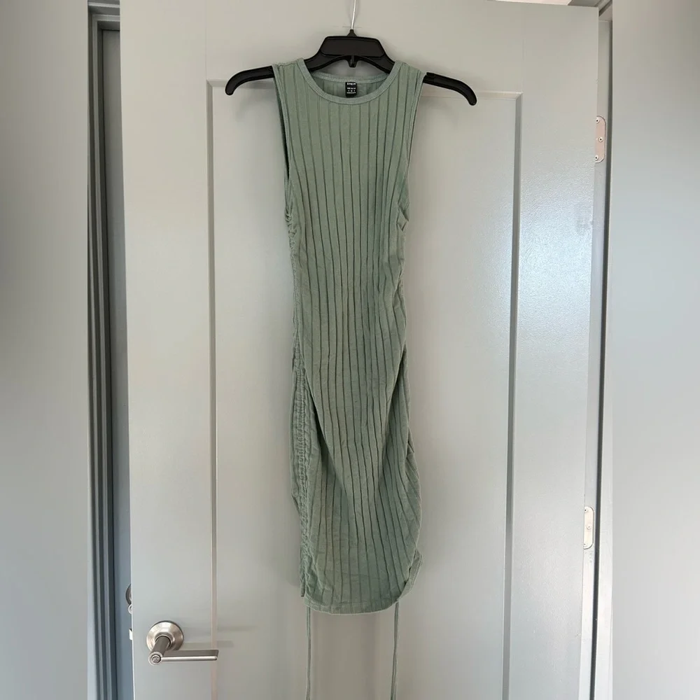 Adjustable Ruched Ribbed Dress - Picture 1 of 4